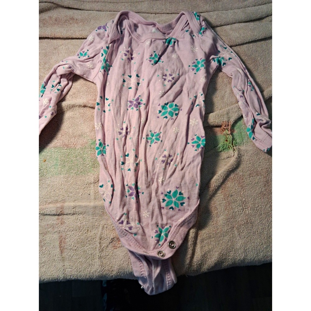 Koala Baby Purple Floral Cotton Knit Long Sleeve Snap Bodysuit 12-18M